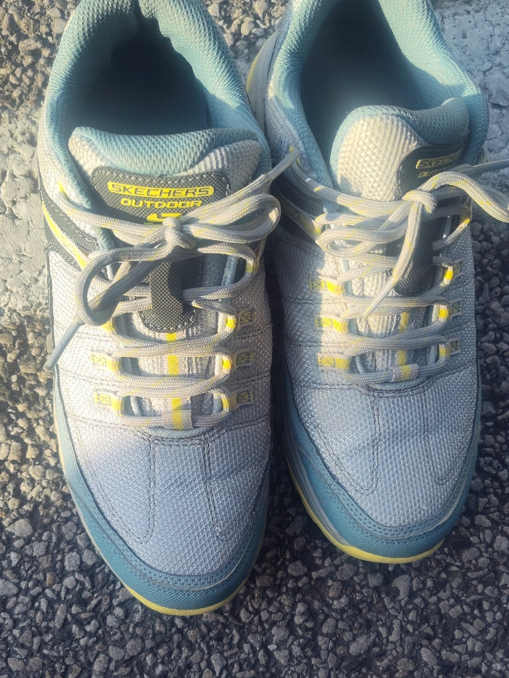 Skechers Light Blue and Yellow Mesh Lace-Up Sneakers